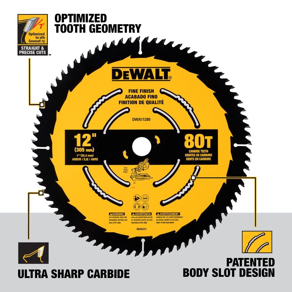 DeWalt DWA11280 12 Inch 80T Segmented Mitre Saw Blade