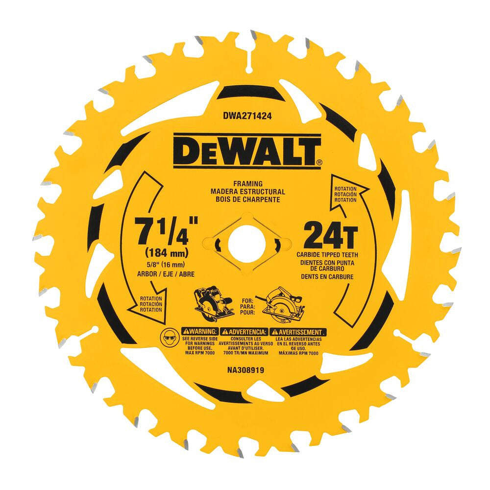 DeWalt DWA271424B10 7-1/4 Inch 24T Framing Circular Saw Blade