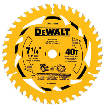 DeWalt DWA271440B10 7-1/4 Inch 40T Fine Finish Circular Saw Blade