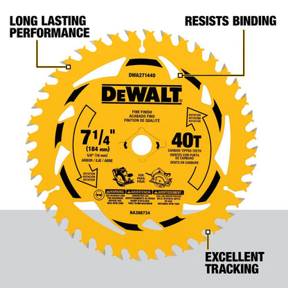 DeWalt DWA271440B10 7-1/4 Inch 40T Fine Finish Circular Saw Blade