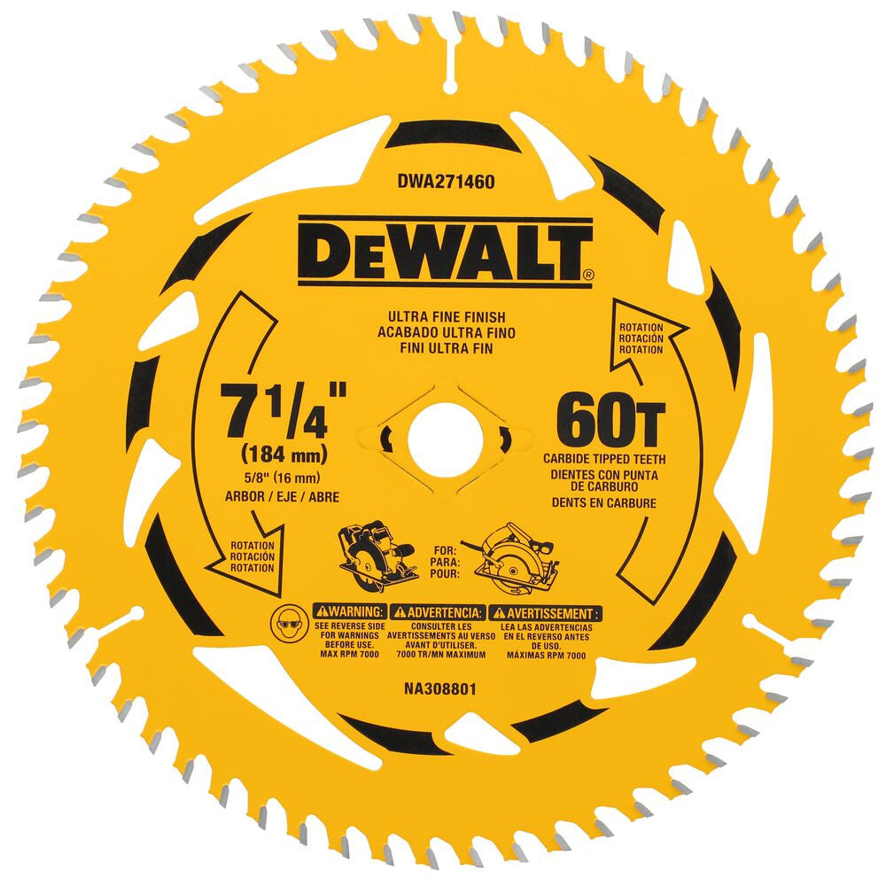 DeWalt DWA271460 7-1/4 Inch 60T Ultra Fine Finish Circular Saw Blade