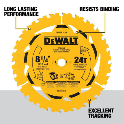 DeWalt DWA281424 8-1/4 Inch 24T Framing Circular Saw Blade