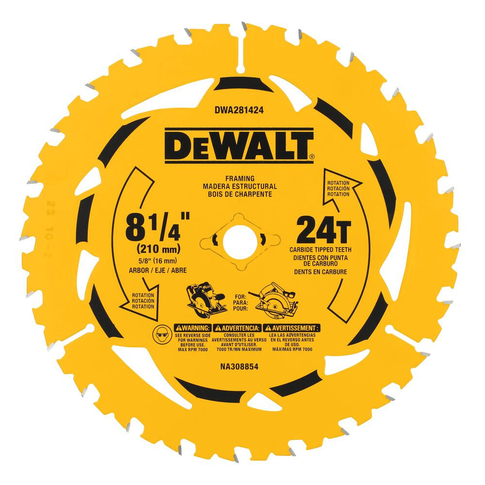 DeWalt DWA281424 8-1/4 Inch 24T Framing Circular Saw Blade