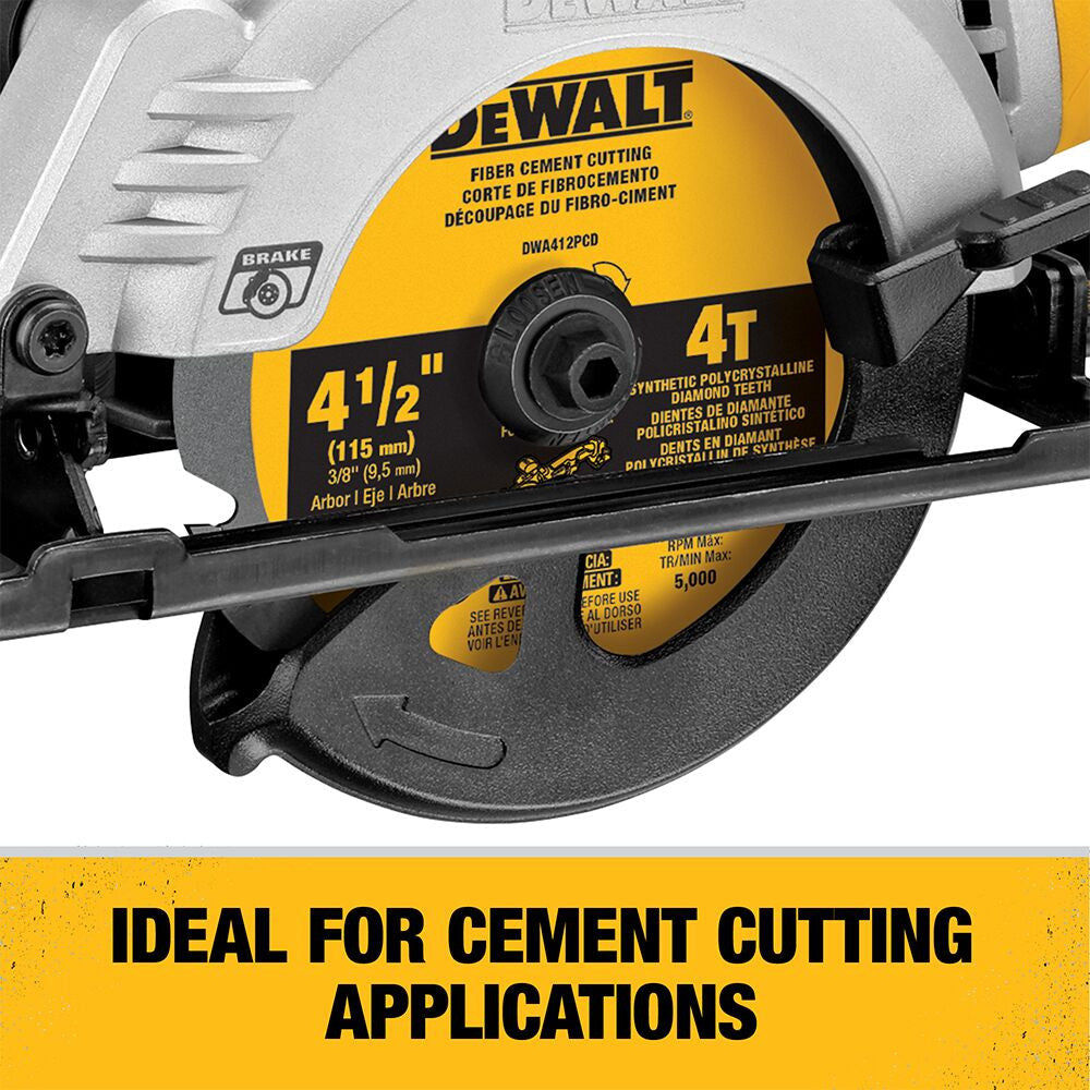DeWalt DWA412PCD 4-1/2 inch 4T Fibre Cement Cutting Circular Saw Blade