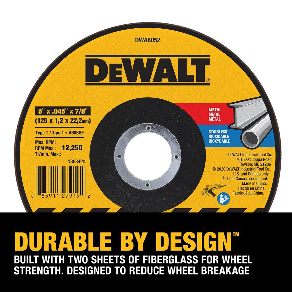 DeWalt DWA8052 5 inch x .062 inch Metal Cutting Wheel