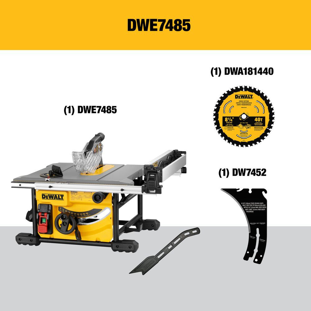 DeWalt DWE7485 8-1/4 Inch Compact Jobsite Table Saw