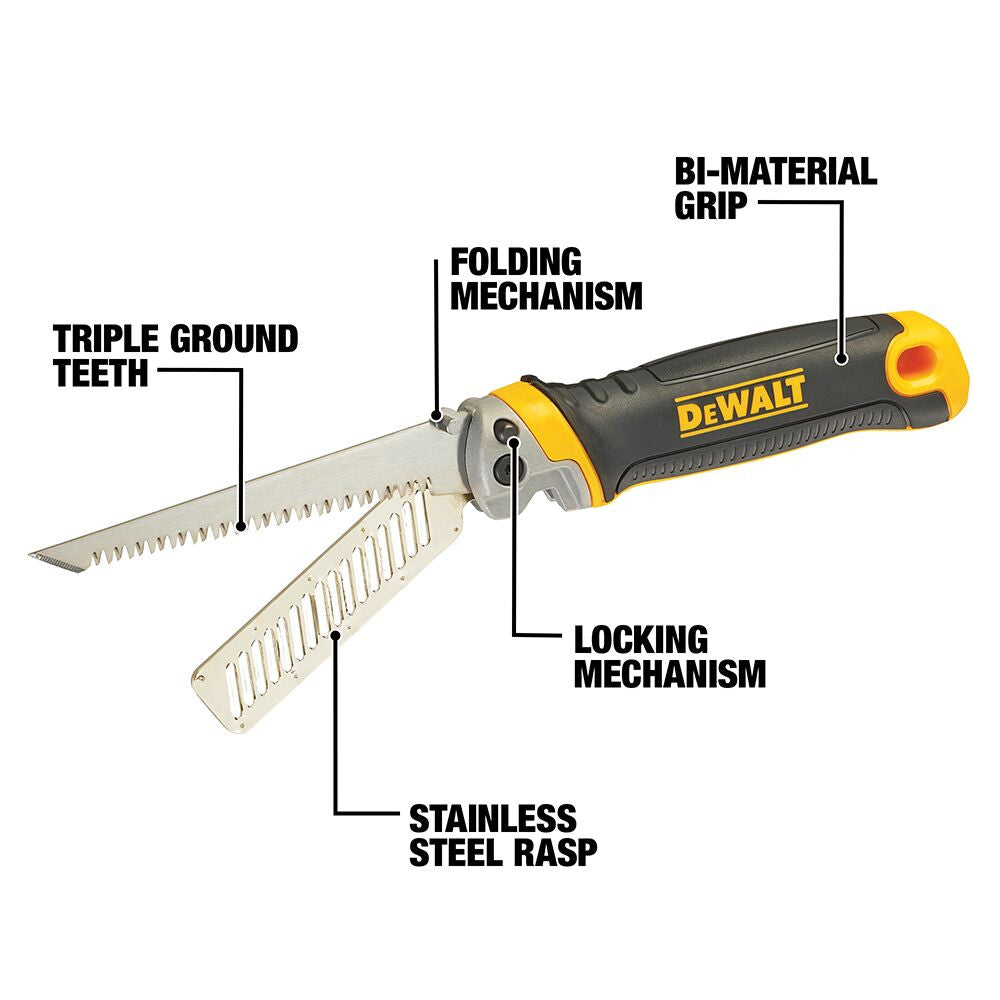 DeWalt DWHT20123 2-in-1 Folding Jab Saw / Rasp Blade Combo both blades