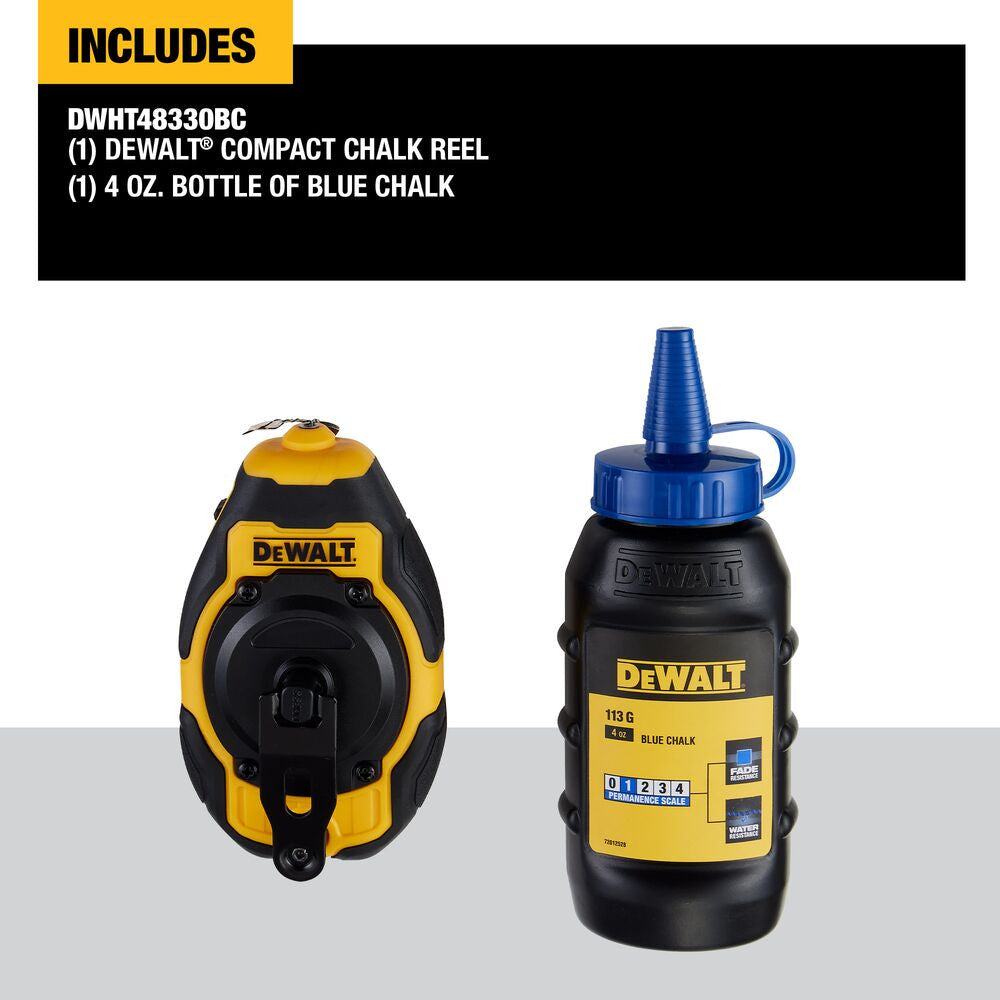 DeWalt DWHT48330BC ATOMIC COMPACT SERIES Chalk Reel Kit with Blue Chalk