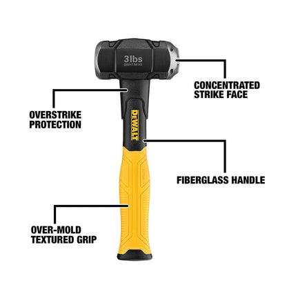 DeWalt DWHT56142 3 lb. Drilling Hammer with Fiberglass Handle