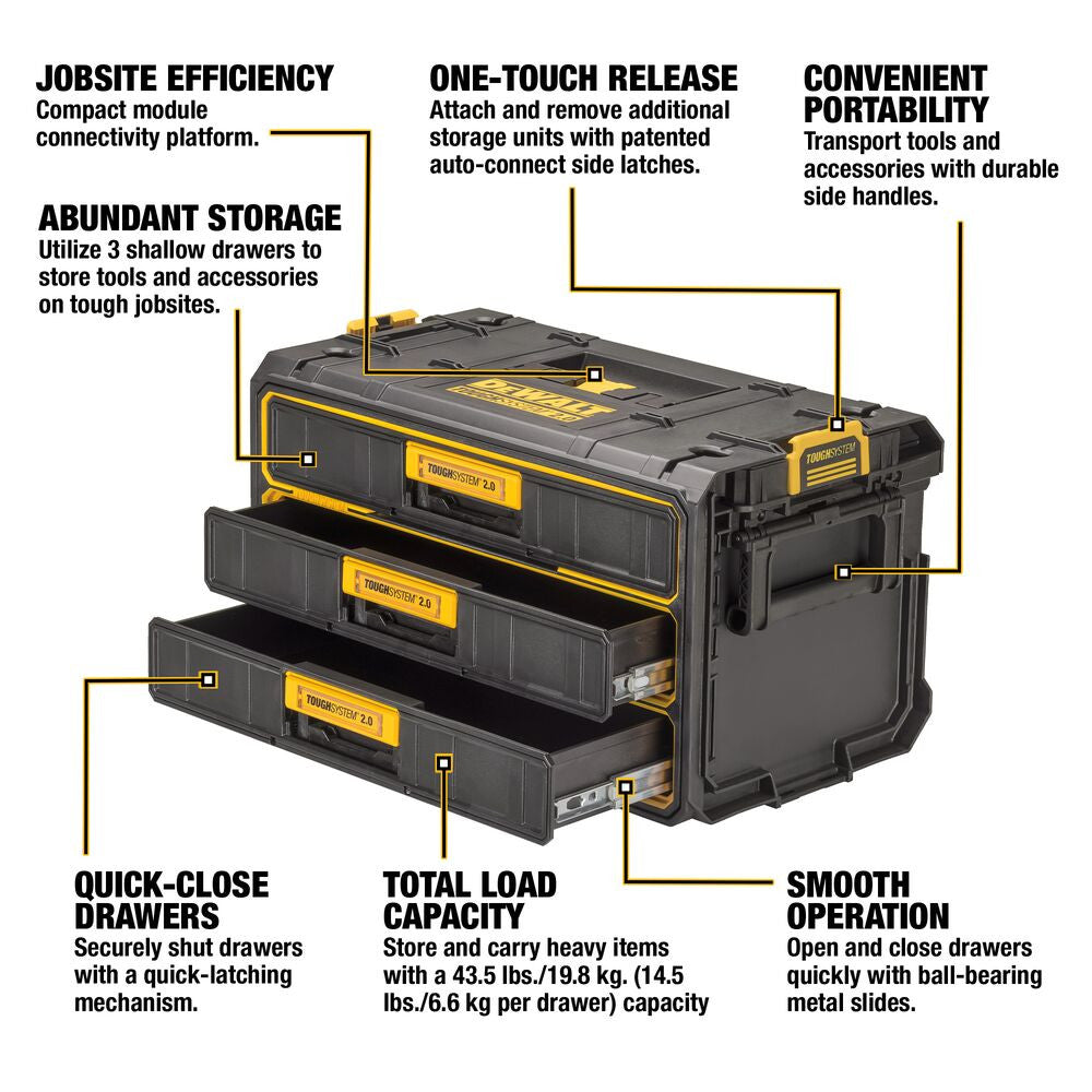 DeWalt DWST08330 TOUGHSYSTEM 2.0 3-Drawer Tool Box