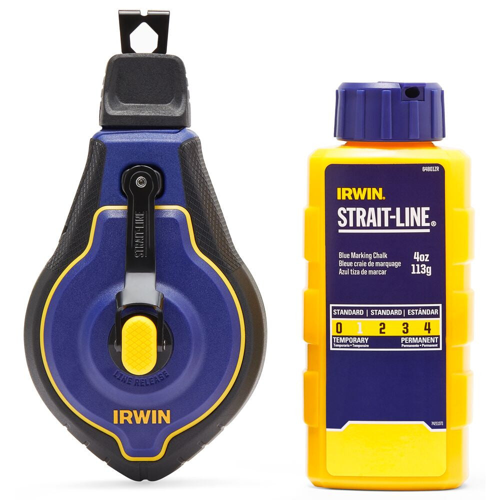 Irwin IWHT48443BC 100 ft. STRAIT-LINE SPEEDLINE PRO Chalk Line Reel with Blue Chalk