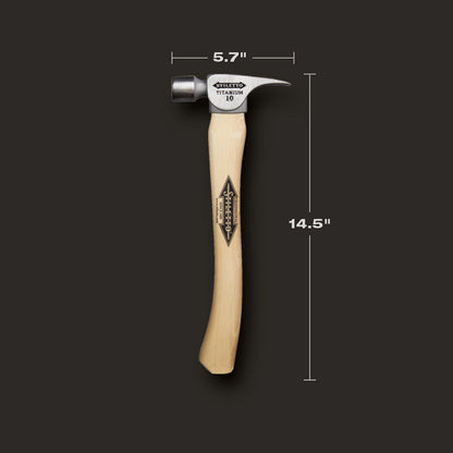 Stiletto FH10C 10oz Titanium Smooth Face Finish Hammer with 14.5 inch Straight Hickory Handle