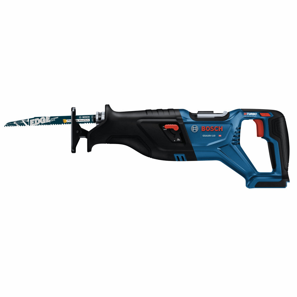 Bosch GSA18V-110N PROFACTOR 18V Cordless Brushless 1-1/8 inch Reciprocating Saw (Tool Only) showing saw with blade installed