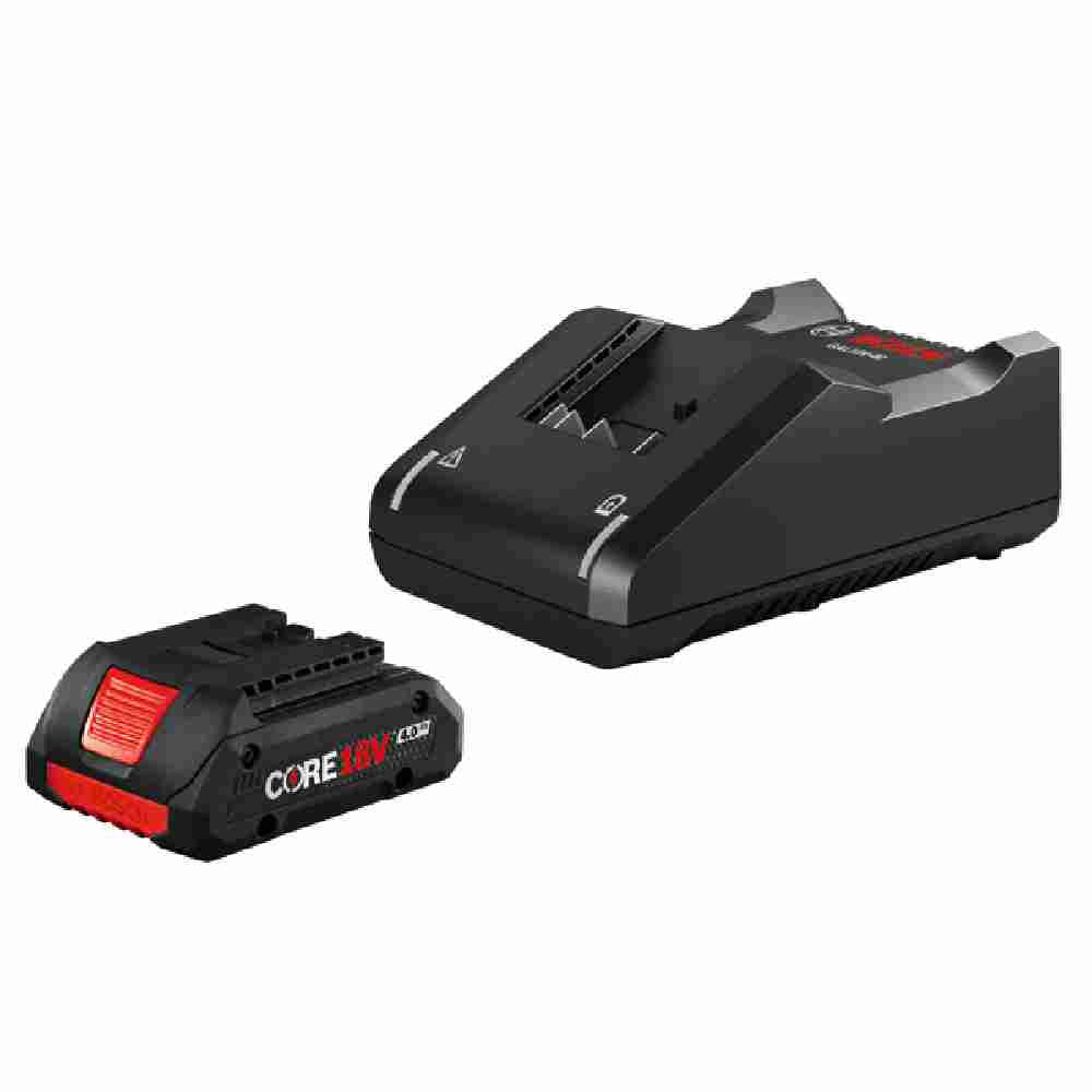 Bosch GXS18V-15N15 18V Rapid Charger with CORE18V 4.0 Ah Compact Battery