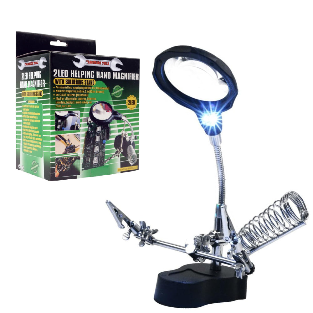 Trademark Tools Helping Hands with LED Magnifier and Clips
