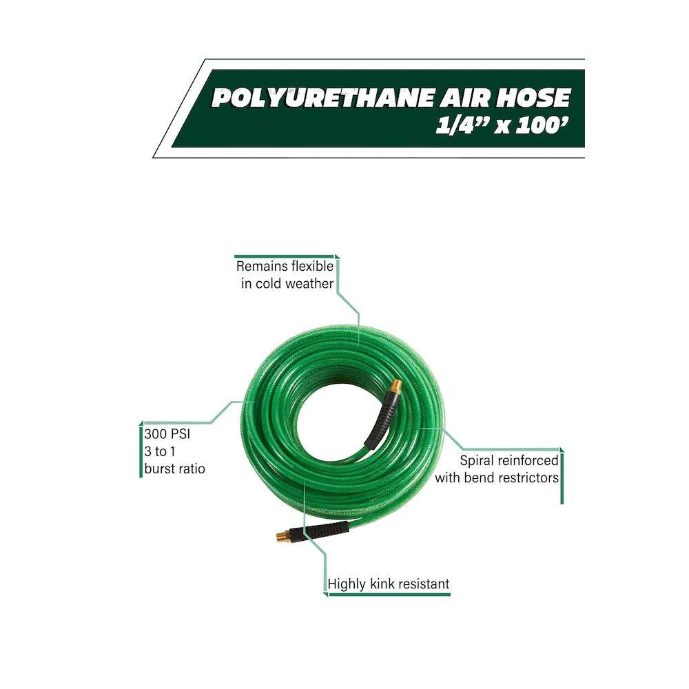 Metabo HPT HF19413QPM 1/4 inch x 100 foot Polyurethane 300 PSI Air Hose