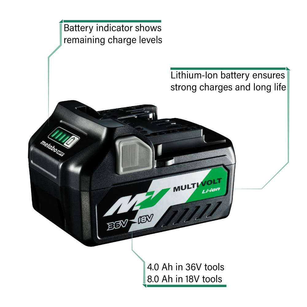 Metabo 372121 HPT 36V/18V 4.0 Ah / 8.0 Ah MultiVolt Lithium-Ion Slide Battery