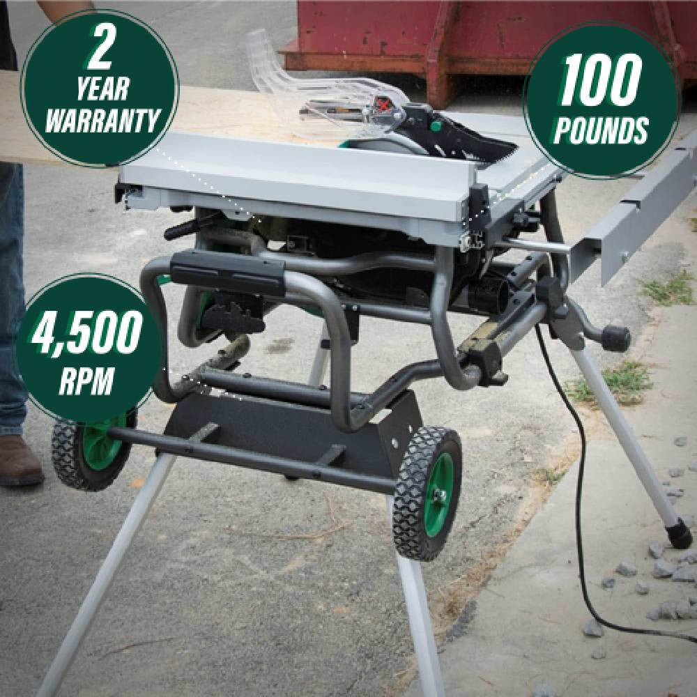 Metabo HPT C10RJ 15 Amp 10 Inch Table Saw with Fold and Roll Stand