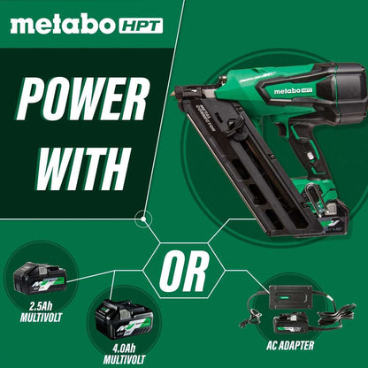 Metabo HPT NR3665DAM 36V MultiVolt Cordless 2-1/2 inch Metal Connector Nailer Kit