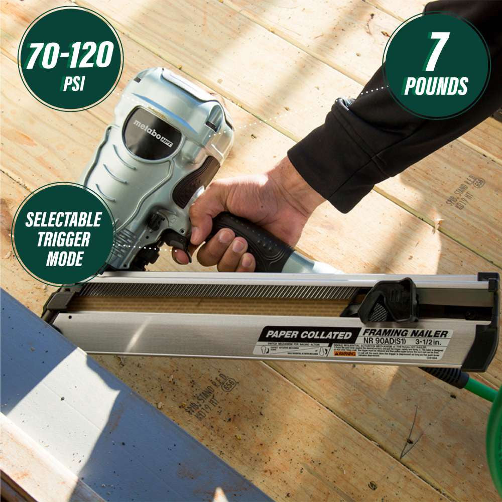 Metabo HPT NR90ADS1 3-1/2 Inch 30-Degree Paper Collated Framing Nailer