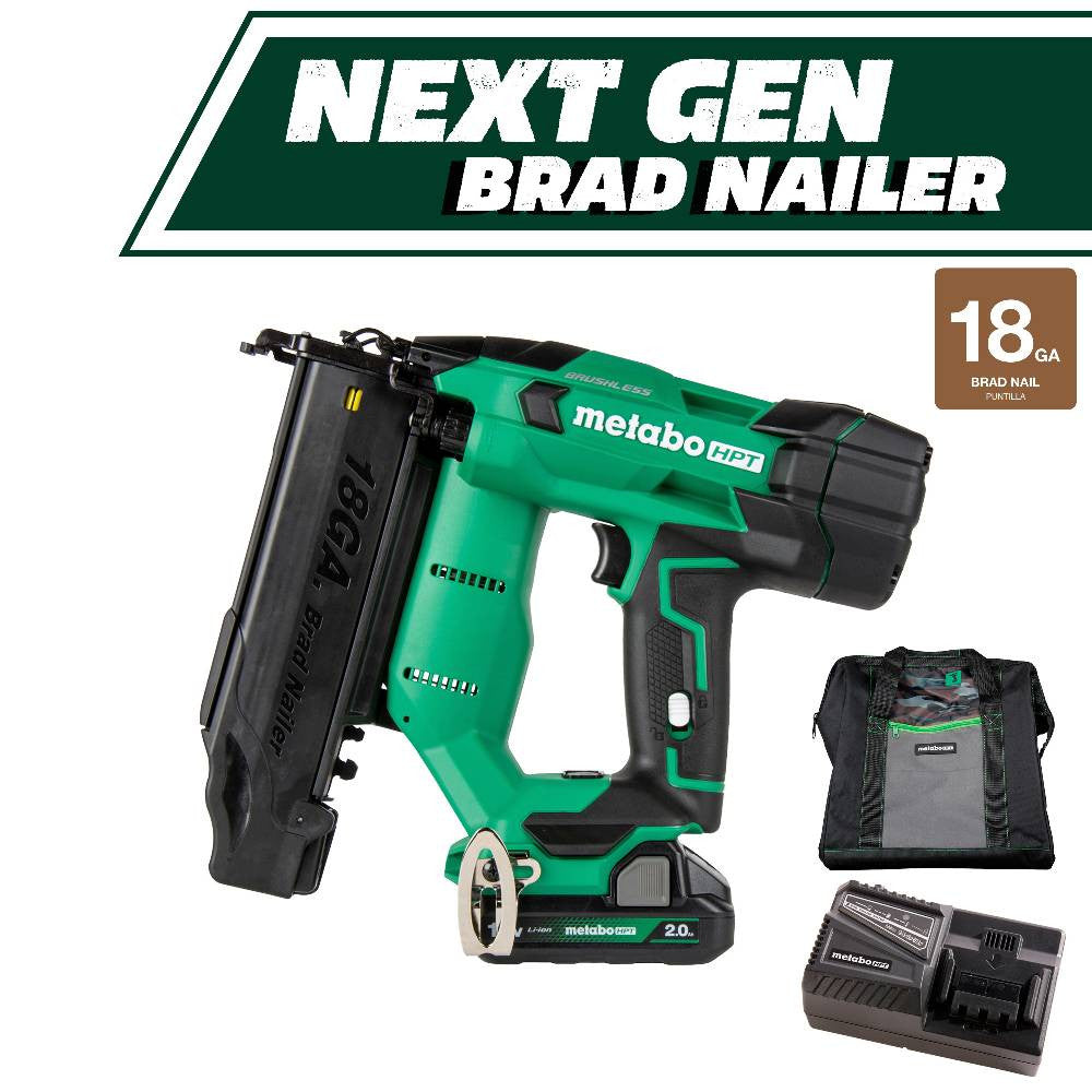 Metabo HPT NT1850DFTM 18V Cordless Brushless Compact 18-Gauge 2 Inch Brad Nailer Kit