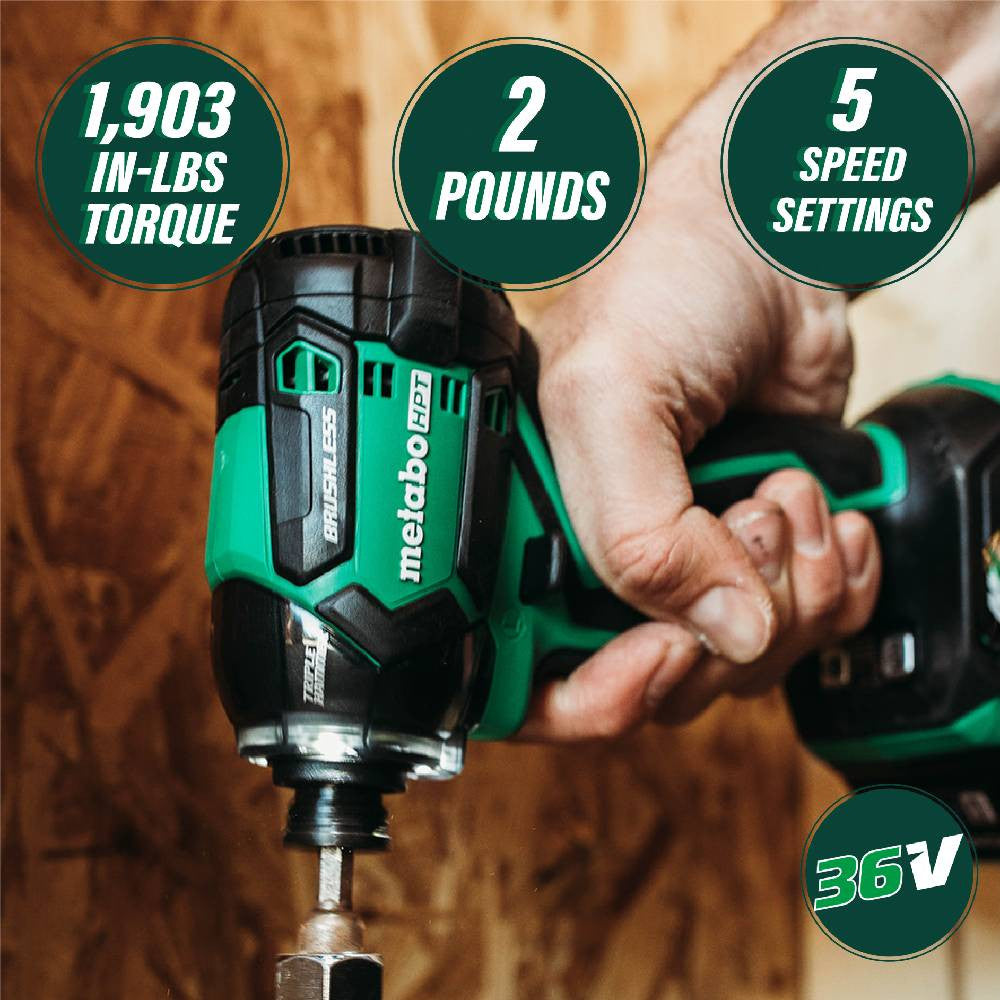 Metabo HPT WH36DCQ4M 36V MultiVolt Cordless Brushless 1/4 inch Triple Hammer Bolt Impact Driver (Tool Only)