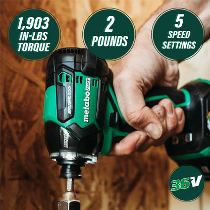 Metabo HPT WH36DCQ4M 36V MultiVolt Cordless Brushless 1/4 inch Triple Hammer Bolt Impact Driver (Tool Only)