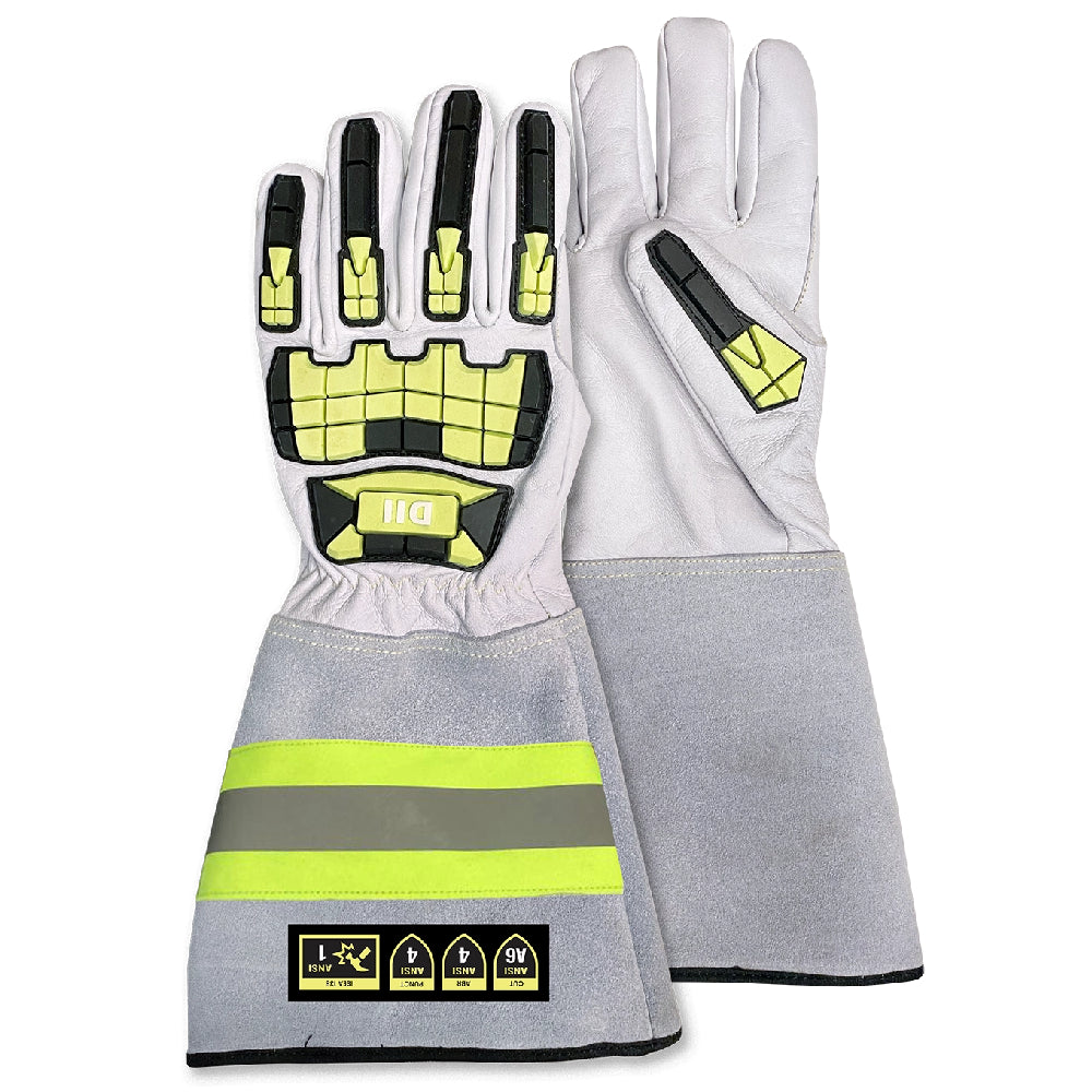 HTT Safety Heavy Duty Goat Skin & TPR Cut Resistant Long Cuff Gloves - Extra Large