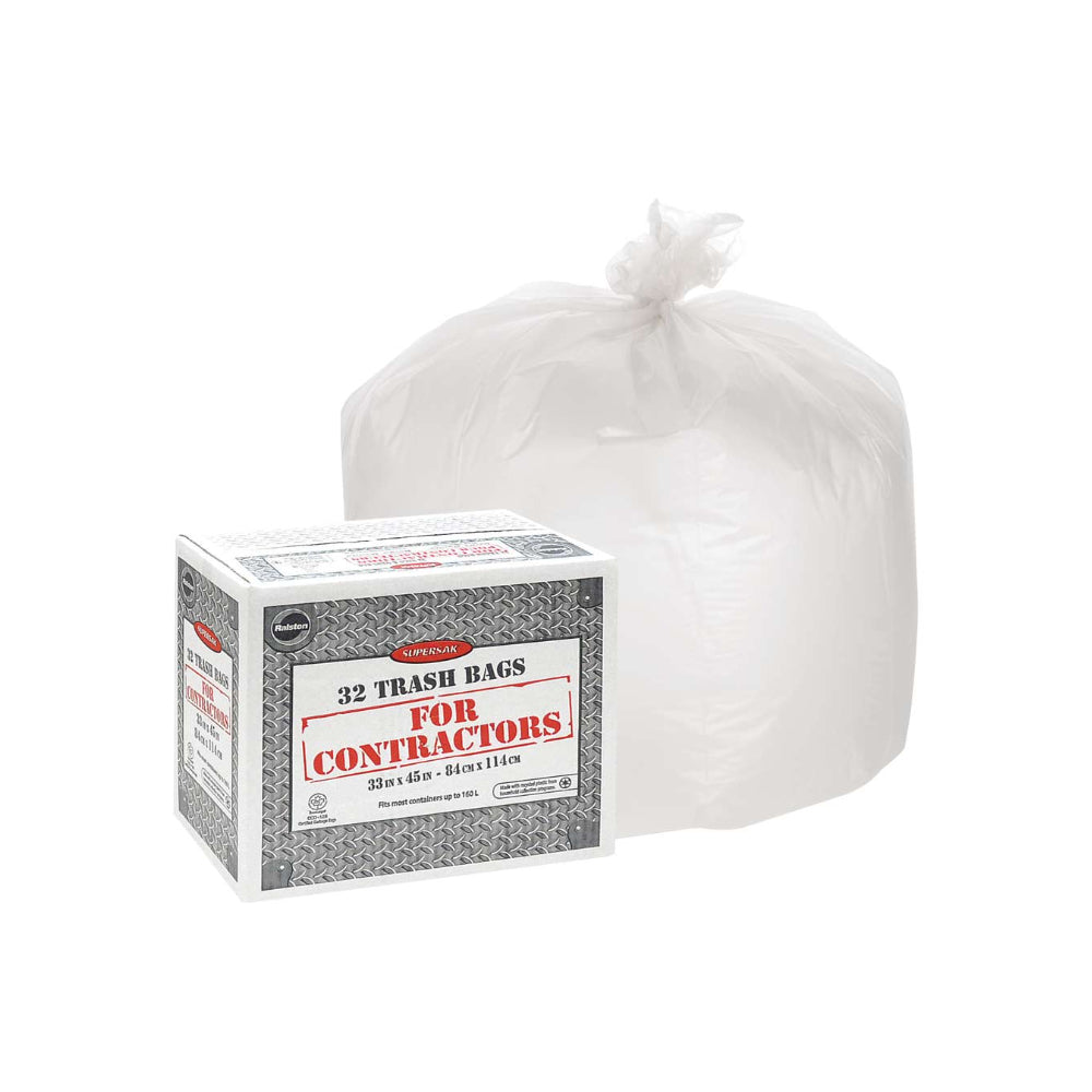 Ralston Supersak 33in x 45in Clear 2.2 mil Ultra Tough Garbage Bags - 32pk
