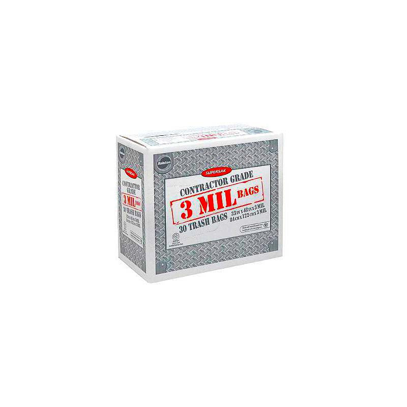 Ralston Supersak 33in x 48in 3 Mil Contractor Grade Clear Garbage Bags - 30pk