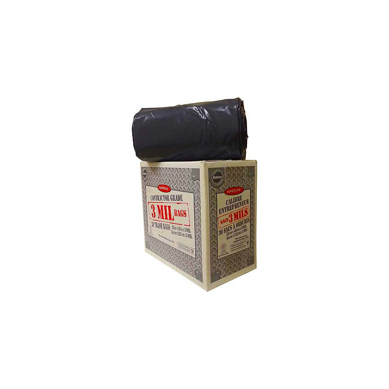 Ralston Supersak 33in x 48in 3 Mil Contractor Grade Black Garbage Bags - 30pk