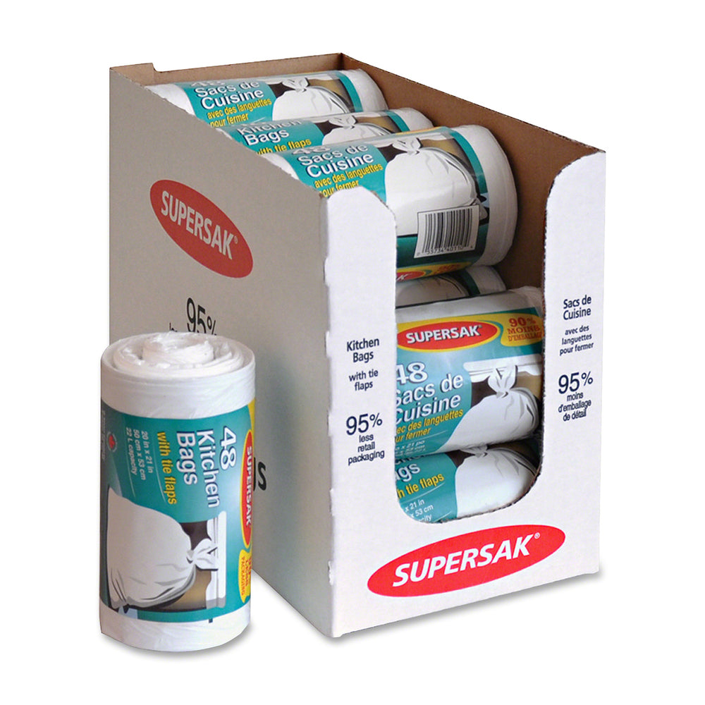 Ralston Supersak 20in x 21in White Kitchen Garbage Bags - 48pk