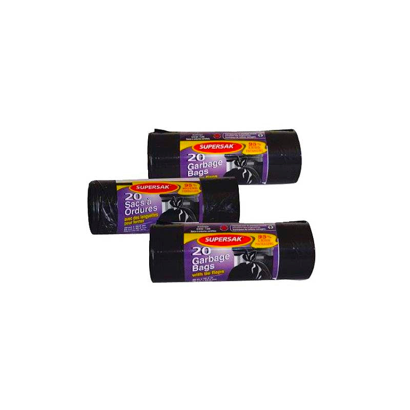 Ralston Supersak 26in x 32.5in Black Garbage Bags - 20pk