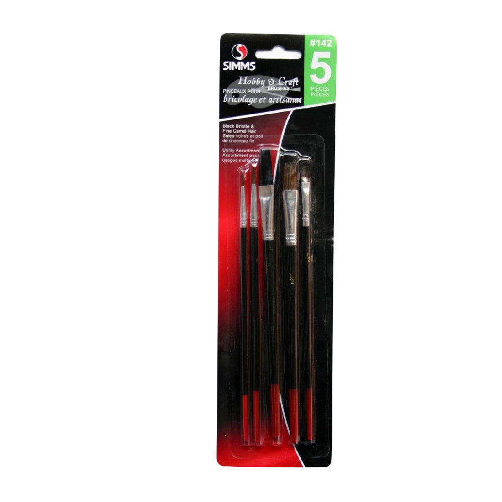 SIMMS 5pc Hobby & Craft Assorted Brushes