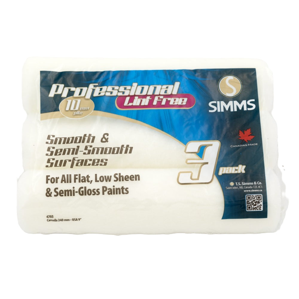SIMMS 3pk Pro Lint Free Fabric Roller Refill 9-1/2in x 3/8in