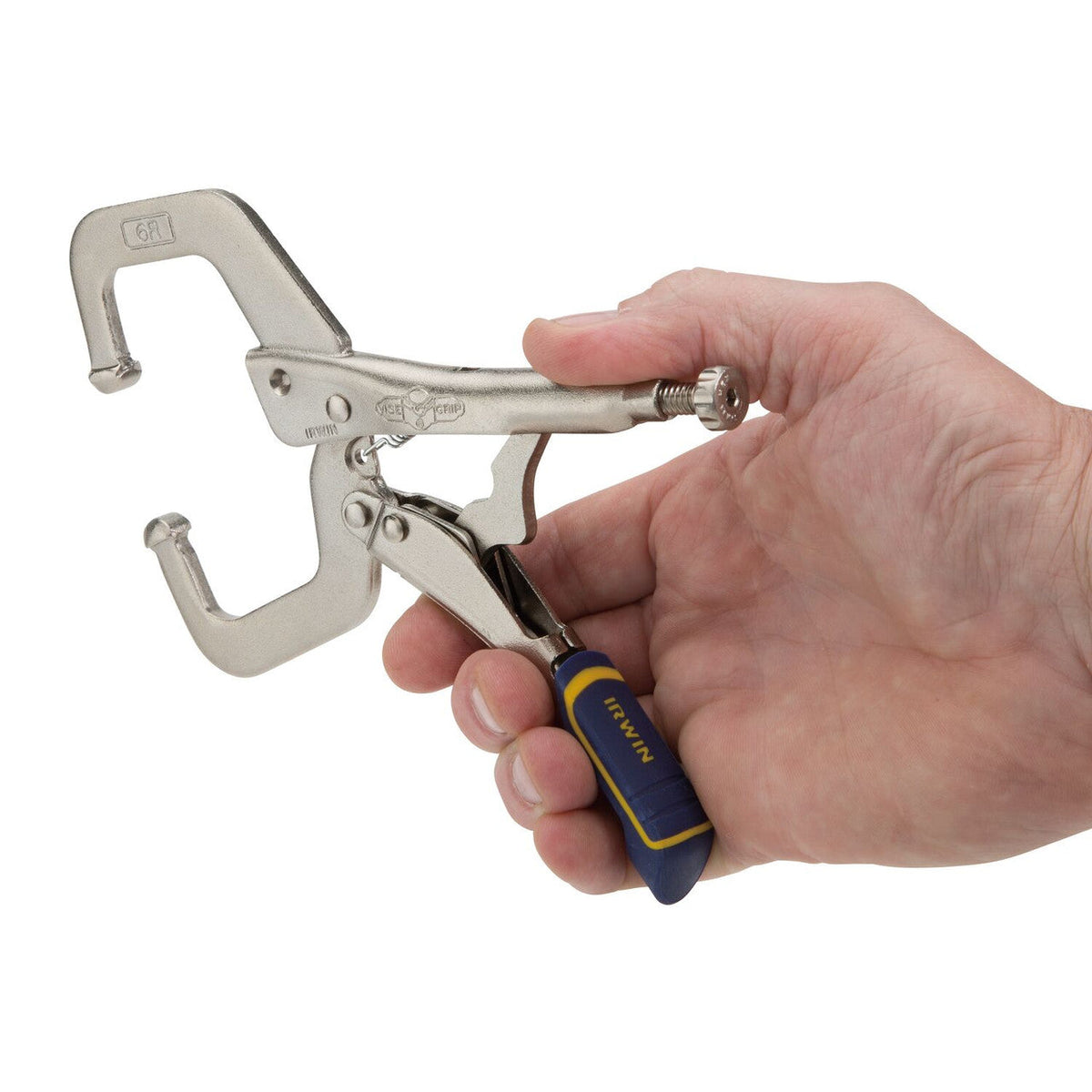 Irwin 6R Vise-Grip 6 inch Fast Release Locking C-Clamp with Regular Tips in use