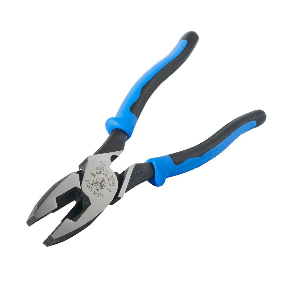 Klein Tools J2000-9NECRTP 2000 Series 9-1/2 inch Lineman's Side-Cutting Pliers showing with jaws open