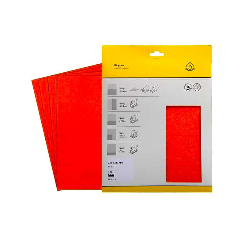 Klingspor PL 31 B 9in x 11in 120 Grit Finishing Sandpaper - 5pk