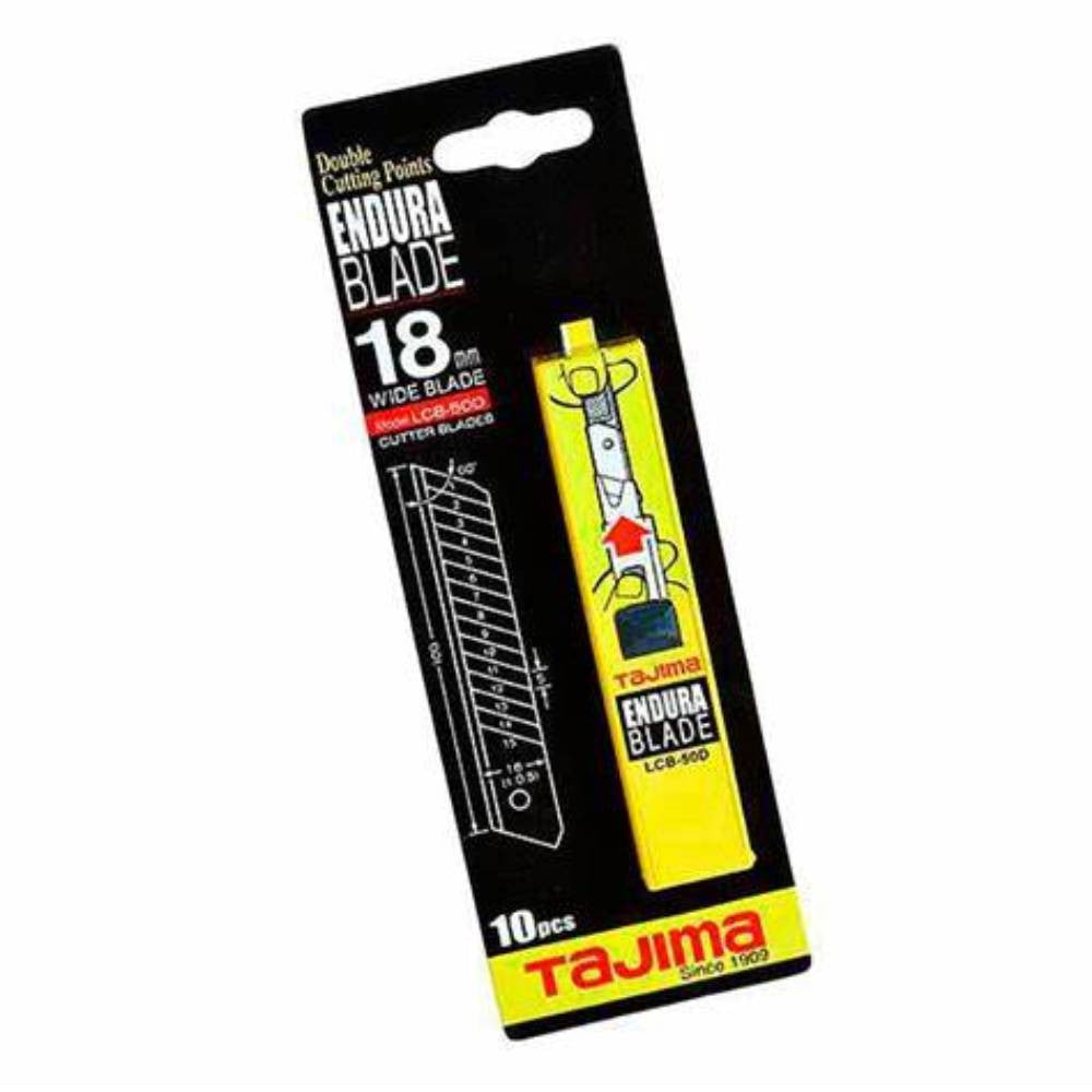 Tajima LCB-50D Max Point Endura-Blade L 18mm Blades - 10pk showing blades in packaging
