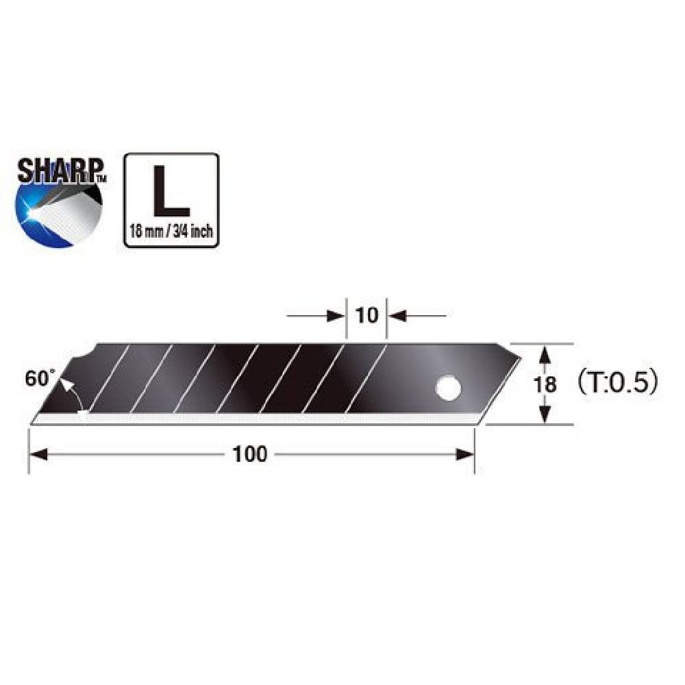Tajima LCB-50RB Razar Black L 18mm Blades - 10pk