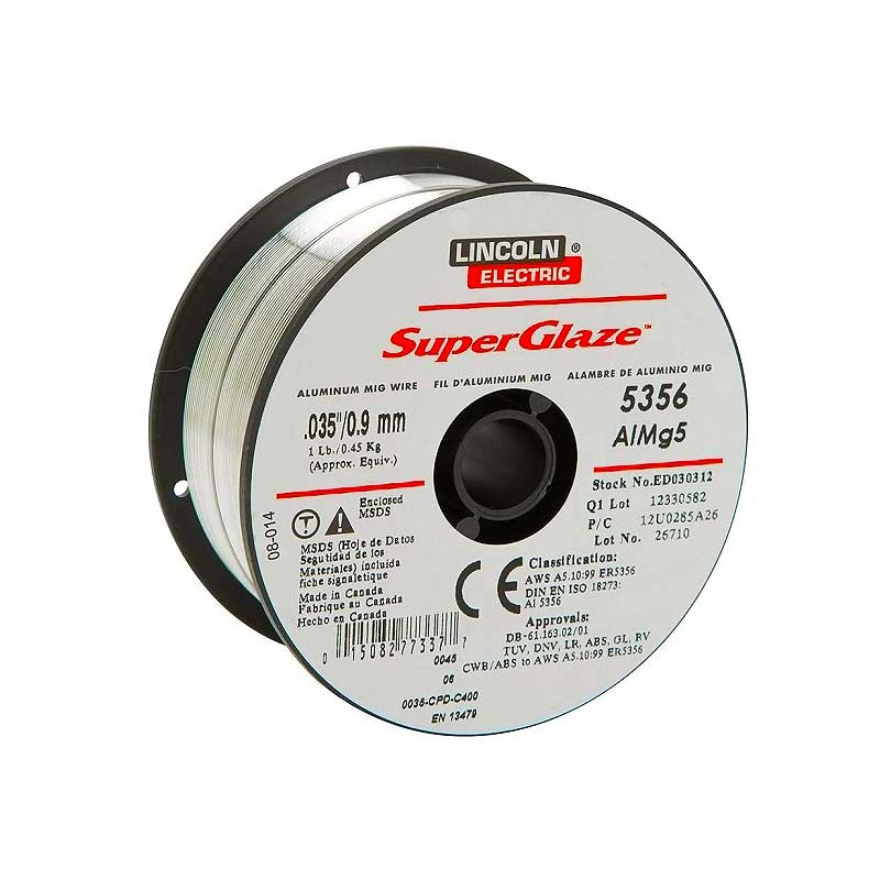Lincoln Electric Superglaze 5356 .035in Solid MIG/MAG Aluminum Welding Wire -  1lb Spool