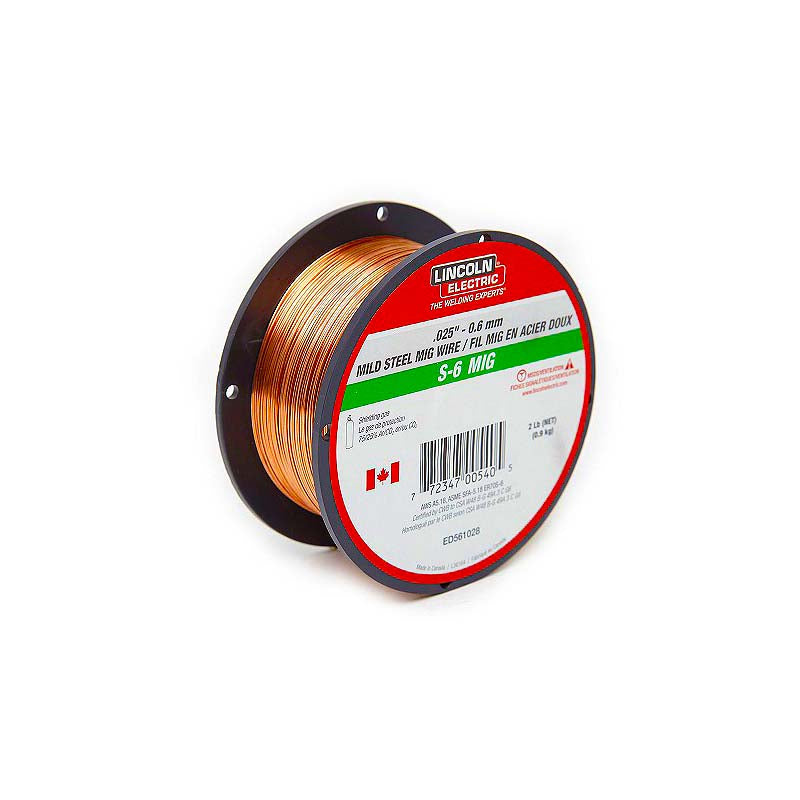 Lincoln Electric ER70S-6 .025in S-6 Mild Steel MIG Welding Wire - 2lb Spool