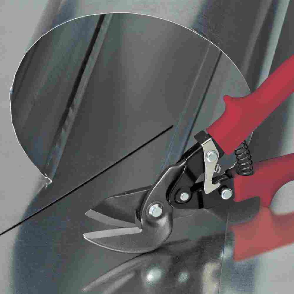 Malco 10 inch Max 2000 M2006 Offset Compound Action Left Cut Aviation Snips with snips next to ducting
