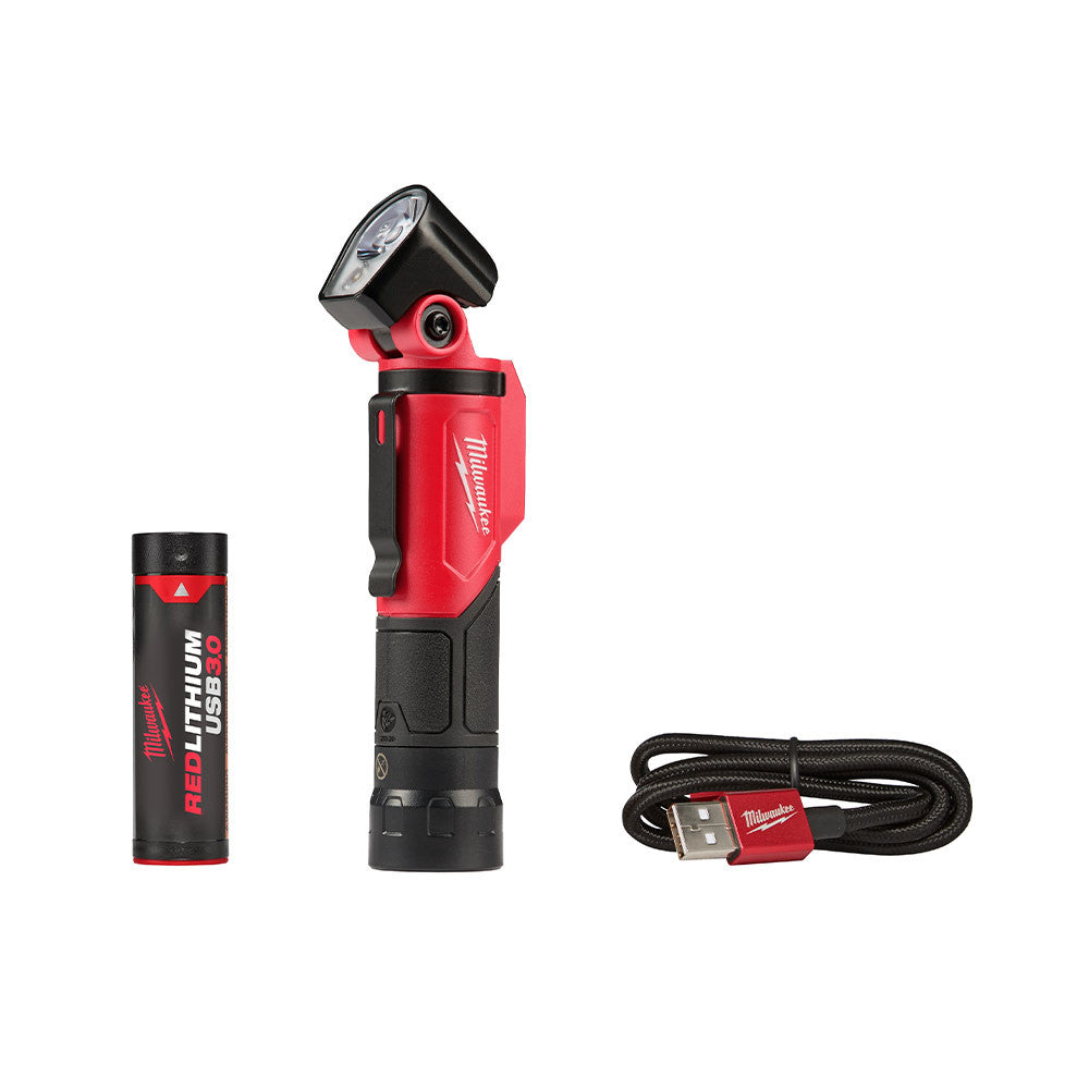 Milwaukee 2113-21 USB Rechargeable 500 Lumen Pivoting Flashlight included pieces