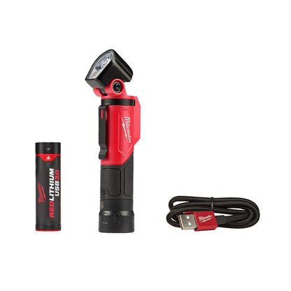 Milwaukee 2113-21 USB Rechargeable 500 Lumen Pivoting Flashlight included pieces