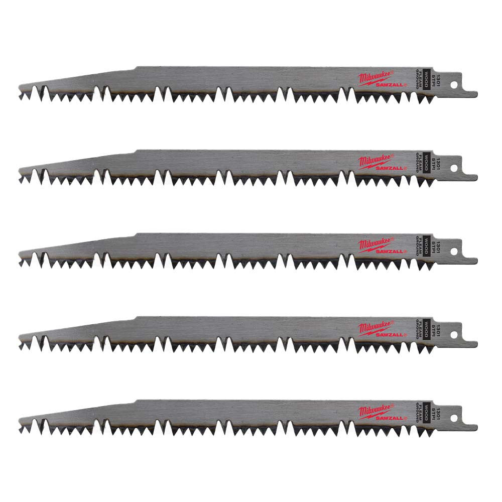Milwaukee 48-00-1301 9 inch 5 TPI SAWZALL Pruning Blades - 5pk