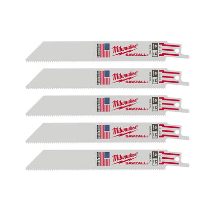 Milwaukee 48-00-5182 SAWZALL 6 inch 14 TPI Metal Cutting Blades - 5pk
