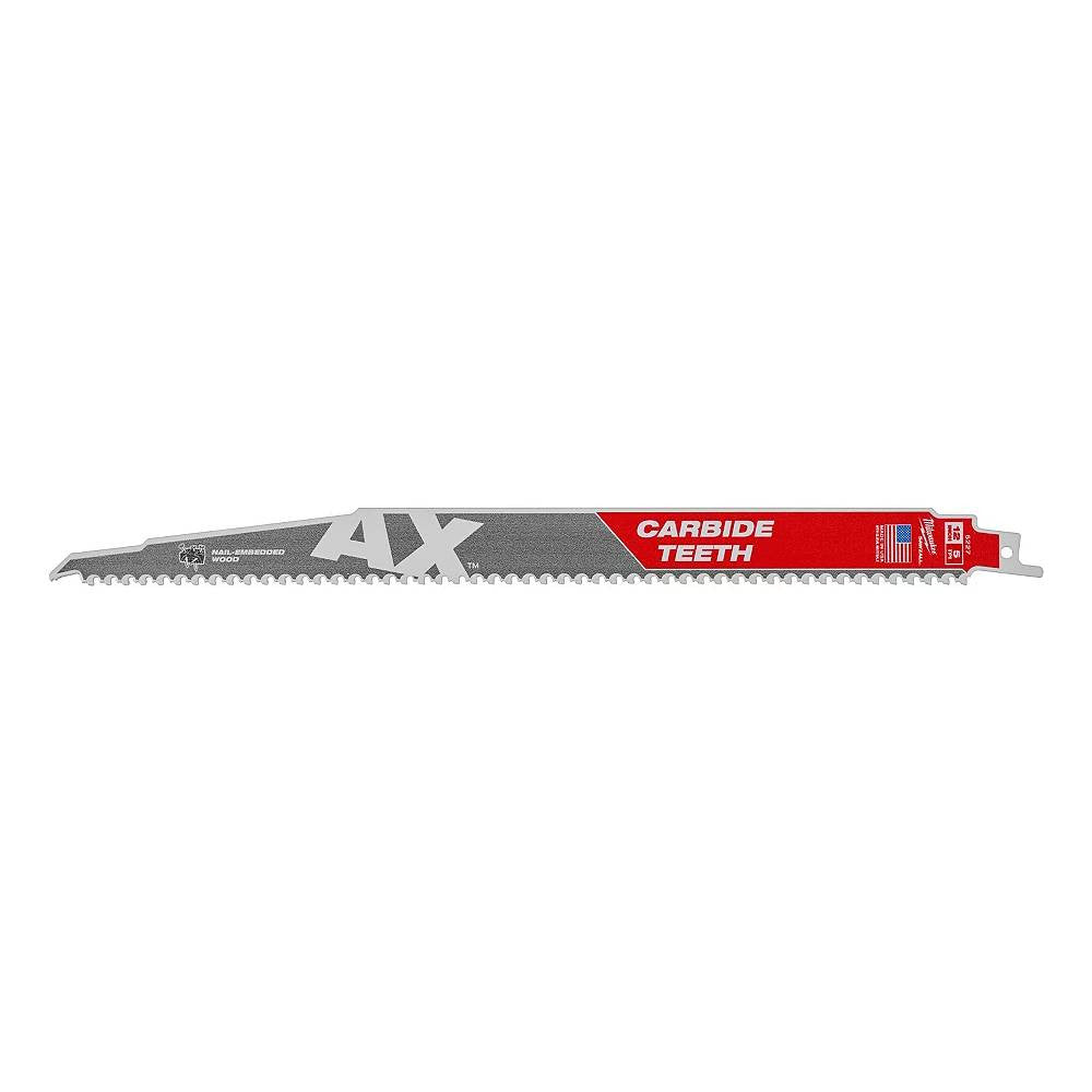 Milwaukee 48-00-5227 SAWZALL THE AX 12 inch 5 TPI Reciprocating Saw Blade with Carbide Teeth