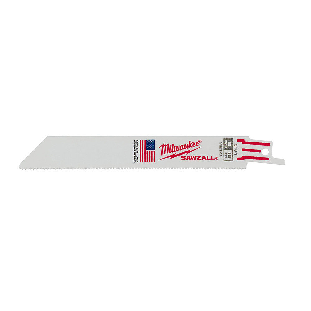Milwaukee 48-00-8184 SAWZALL 6 inch 18 TPI Metal Cutting Blades - 25pk