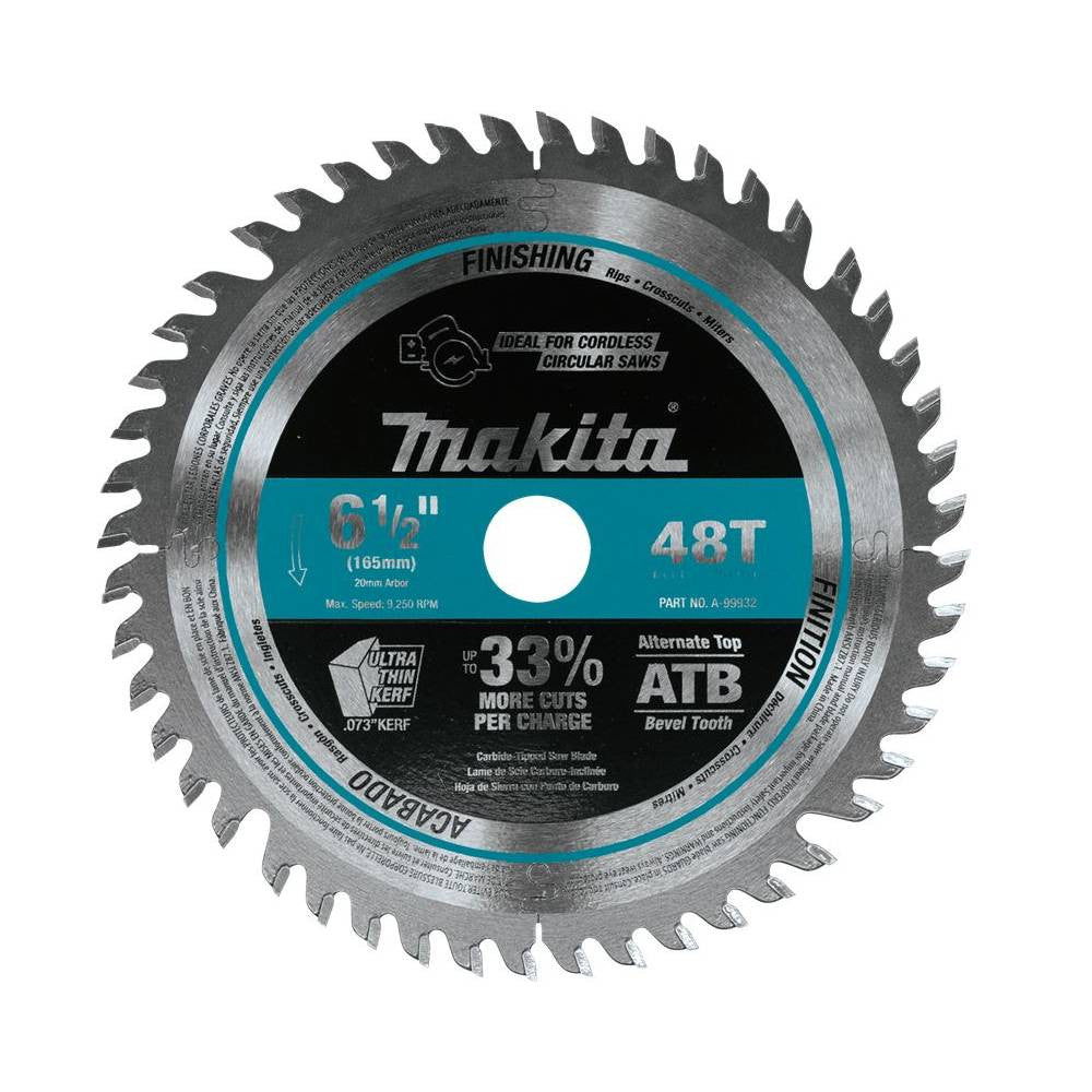 Makita A-99932 6-1/2 Inch 48T Carbide‑Tipped Plunge Saw Blade